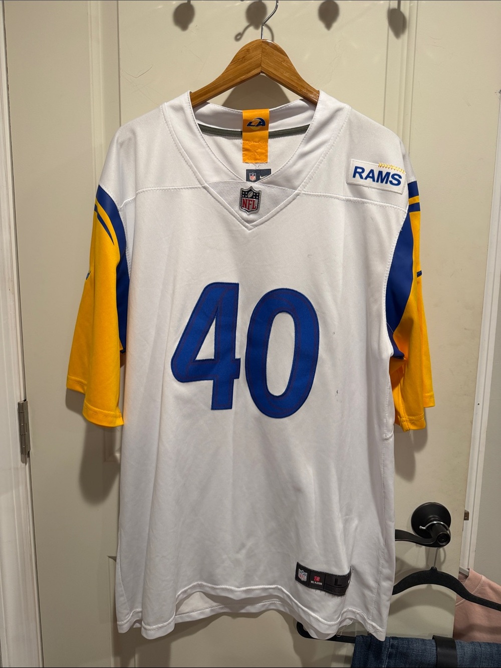 Los Angeles Rams #40 Miller White & Gold Football Jersey